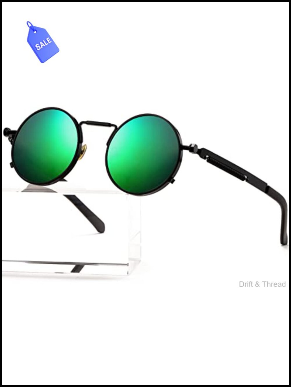 Round Steampunk Sunglasses Retro Circle Metal Frame UV Blocking Lens